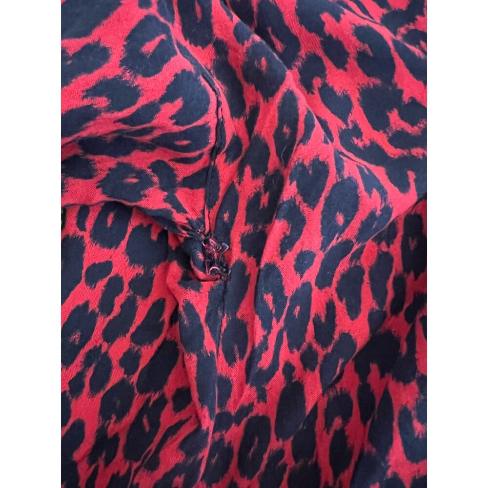 IRO Long Sleeve Button Front Side Slit Leopard Pirae Dress Red Womens Size 34 - Picture 16 of 16